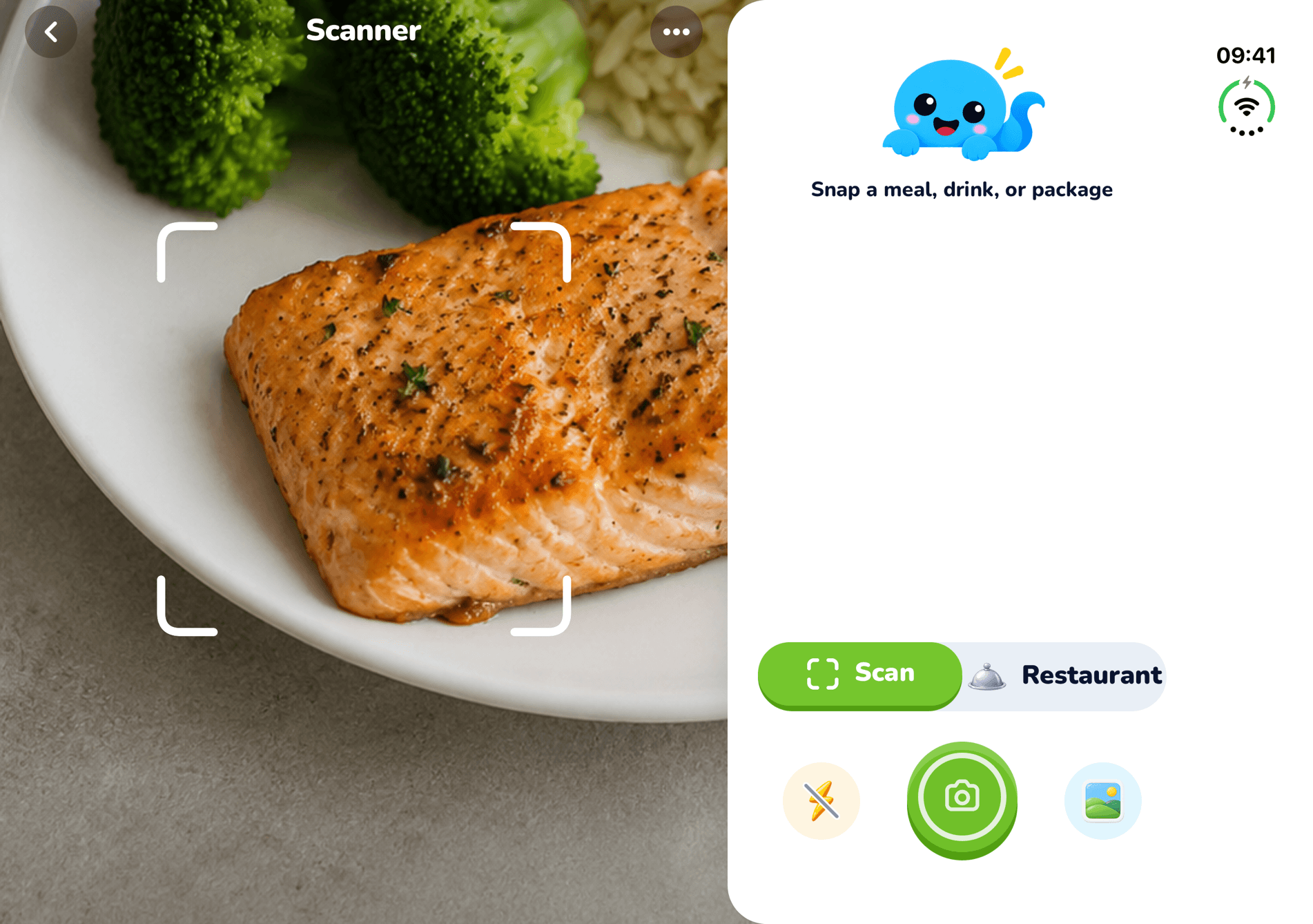 Side-by-side scanning on the iPhone Duo inner screen: live camera on the left and the scan controls panel on the right